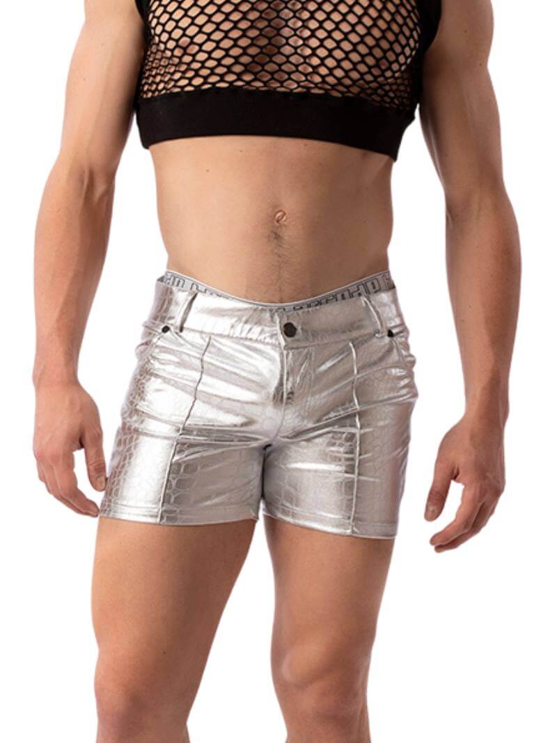 BARCODE Berlin Planet Silver Foiled Party Short - SIZE LARGE, XL