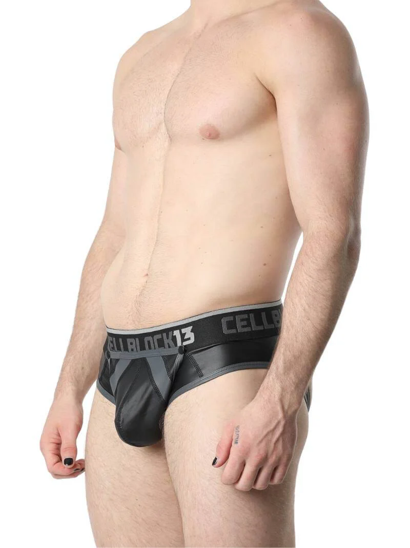CellBlock13 Leather Look Jock Brief with Removable Pouch - Image 5