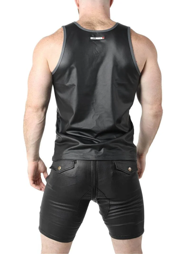 CellBlock13 Leather Look Tank Top Racerback Vest - Image 3