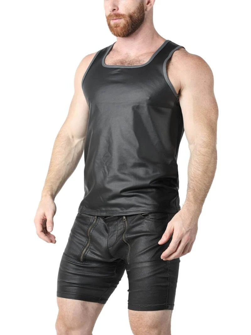 CellBlock13 Leather Look Tank Top Racerback Vest - Image 4