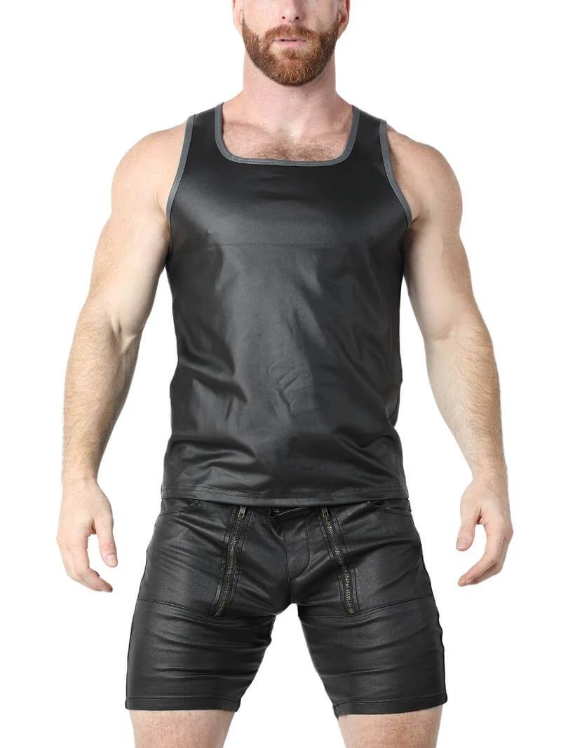 CellBlock13 Leather Look Tank Top Racerback Vest - Image 5