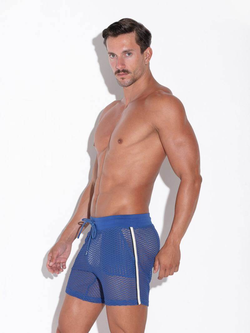 CODE22 Openwork Mid-Thigh Short: : See-Through Jacquard Mesh Knit - SIZE XL