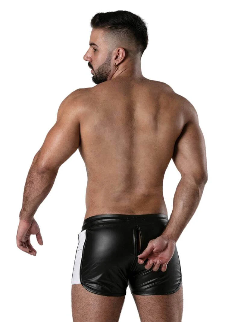 Locker Gear Leather Look Short with Front to Back Zipper - White, XL - Image 5