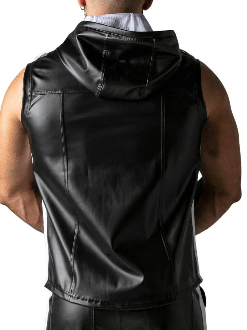 Locker Gear Leather Look Sleeveless Hoodie - SIZE SMALL - Image 12