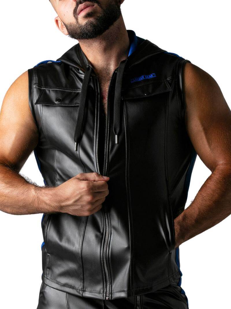 Locker Gear Leather Look Sleeveless Hoodie - SIZE SMALL - Image 3