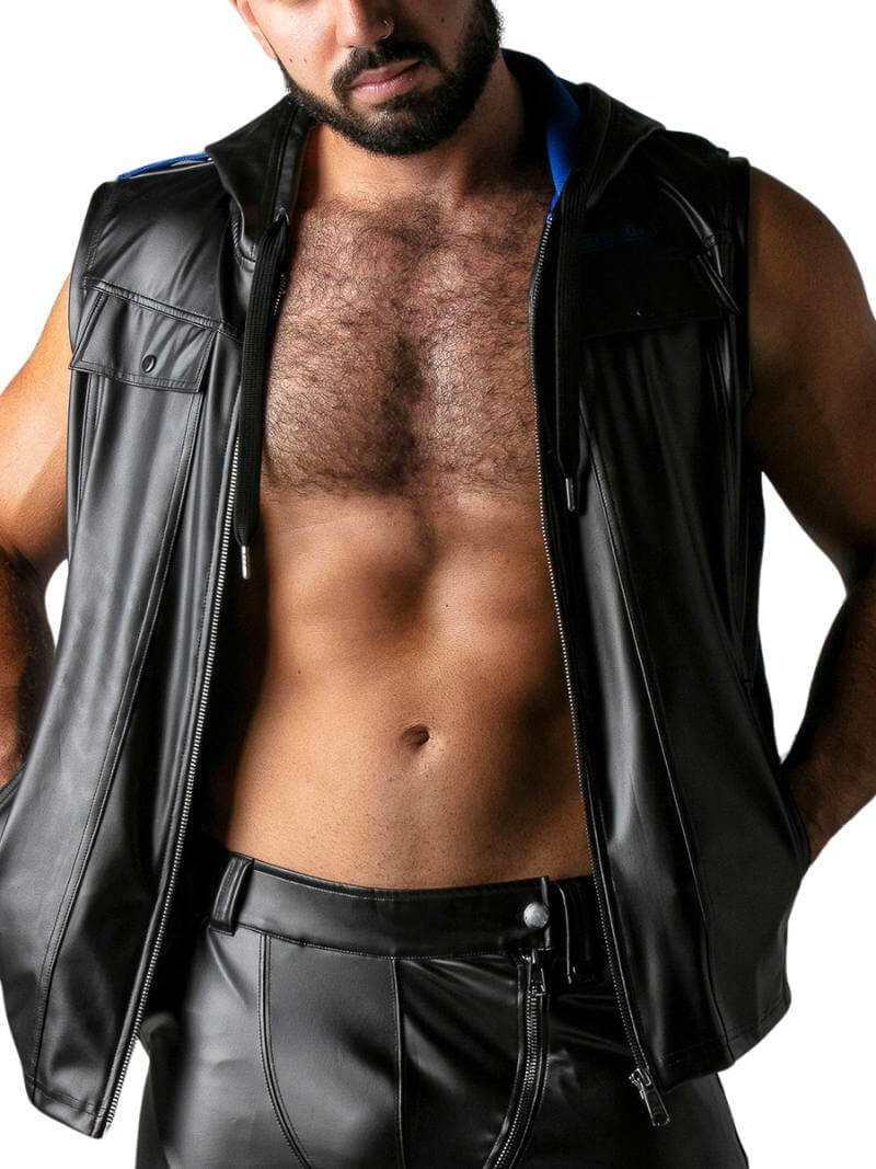 Locker Gear Leather Look Sleeveless Hoodie - SIZE SMALL - Image 6