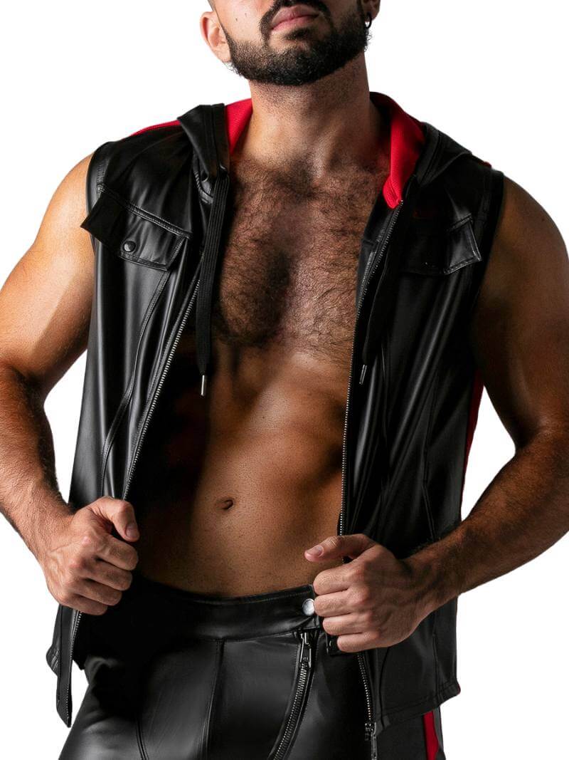 Locker Gear Leather Look Sleeveless Hoodie - SIZE SMALL - Image 7