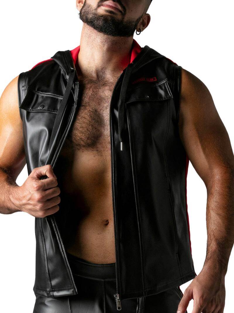 Locker Gear Leather Look Sleeveless Hoodie - SIZE SMALL - Image 9