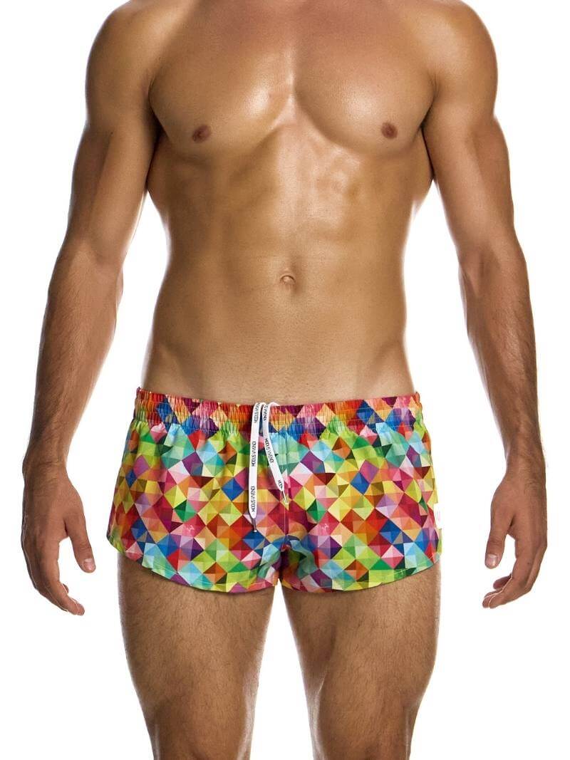 MODUS VIVENDI Geometric Rainbow Jogging Cut Swimwear Shorts