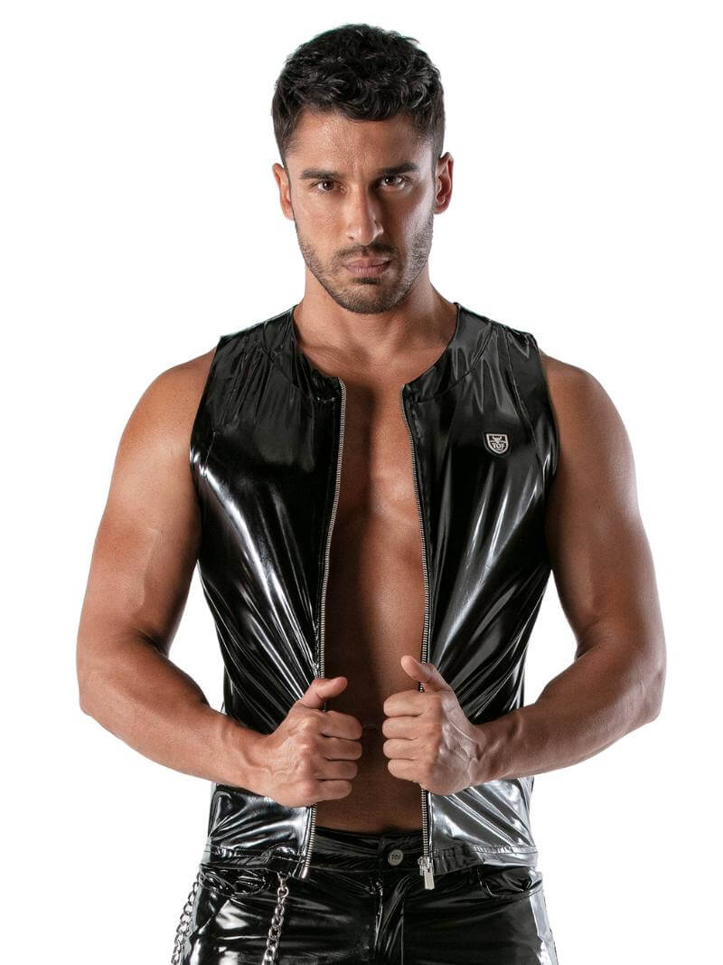 TOF Paris Kinky Vinyl Zipped Tank Top: Shiny PVC Look - Image 5